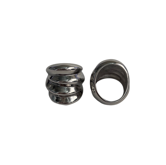 CHROME CHUNKY SWIRL RING